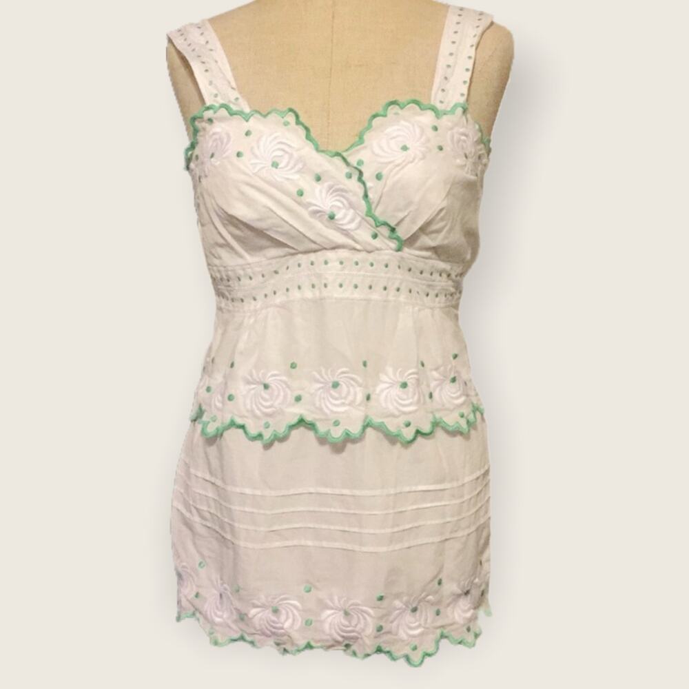 Anthro Lu Lu Lamé | Floral Embroidered Top Sz M